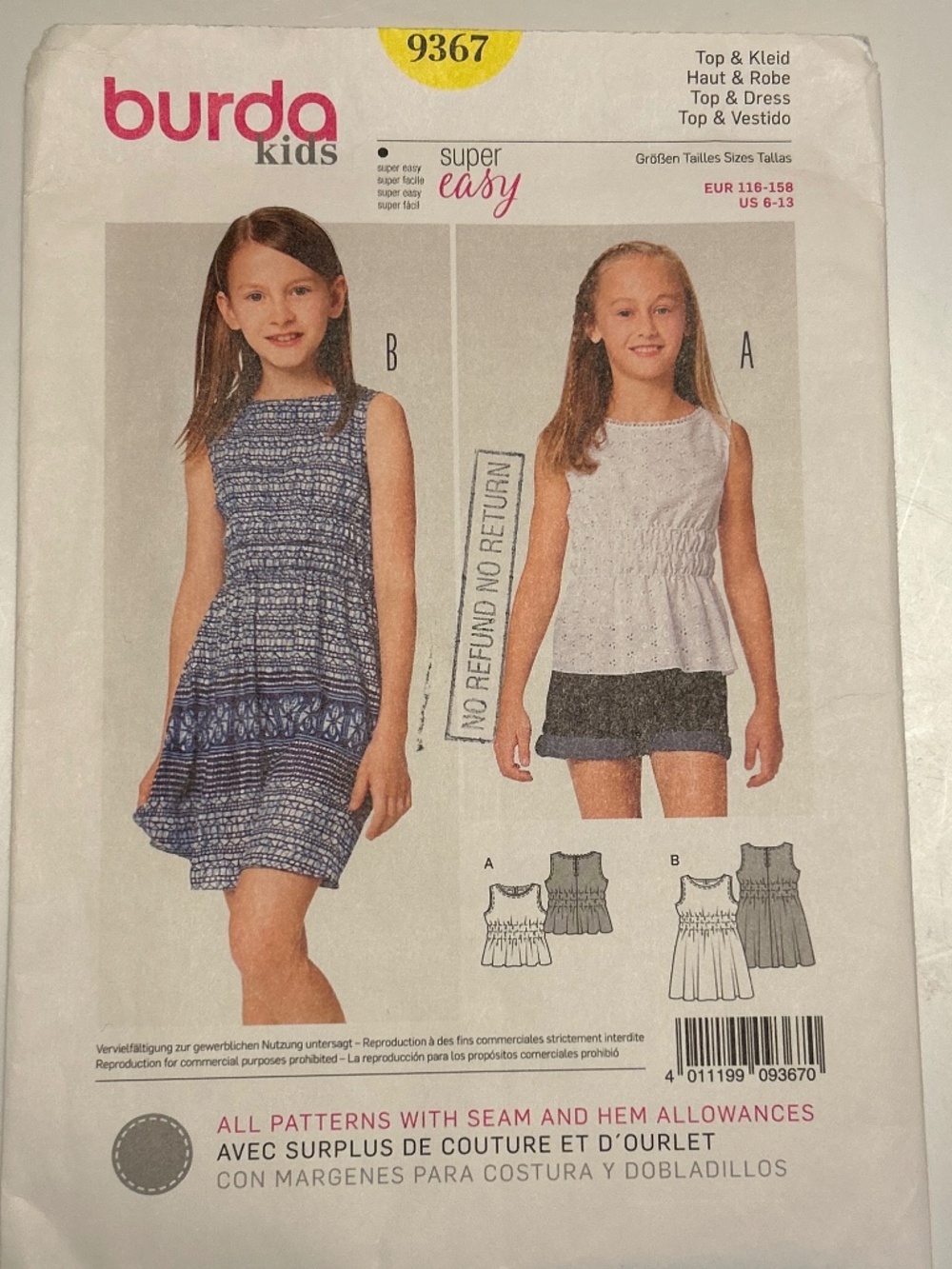 Top and Dress burda kids Seeing Pattern